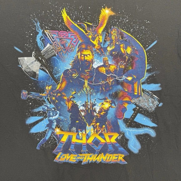 Marvel Shirt Mens Thor Love and Thunder Graphic T-Shirt Black Tee Size Large - Picture 2 of 6